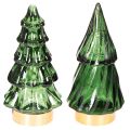 Floristik24 Üveg karácsonyfa LED fényekkel, asztaldísz, karácsony, 13 cm, 2 darab