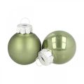 Floristik24 Mini karácsonyi labdák üveg zöld fényes/matt Ø2,5cm 24db