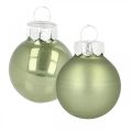 Floristik24 Mini karácsonyi labdák üveg zöld fényes/matt Ø2,5cm 24db