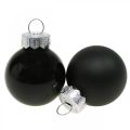Floristik24 Mini karácsonyi labdák üveg fekete fényes/matt Ø2,5cm 24db