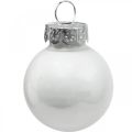 Floristik24 Mini karácsonyi golyók üveg fehér fényes/matt Ø2,5cm 24db