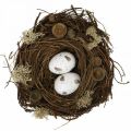 Floristik24 Húsvéti fészek tojással mesterséges természet, fehér húsvéti asztaldísz Ø19cm
