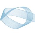 Floristik24 Organza szalag ajándék szalag világoskék szalag kék szegély 6mm 50m