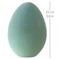 Floristik24 Húsvéti tojás műanyag szürke-zöld deco tojás zöld bolyhos 25cm