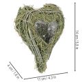 Dekoratív szív természetes fűből fóliabetéttel, 14 cm, 2 darab | Floristik24.hu