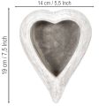 Dekoratív szív alakú tál, szürke; kis szív alakú virágtartó, 19 cm | Floristik24.hu