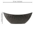 Növénytál barázdált ovális hajó alakú antracit 36cm | Floristik24.hu