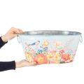 Ültetőtálak, tavaszi, virág-/madárkaspók, ovális fém edény H39/31/24,5cm, 3 db-os szett | Floristik24.hu