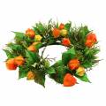Műfűkoszorú, Narancssárga és Zöld, Ø28cm, Őszi Dekoráció | Floristik24.hu