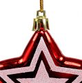 Floristik24 Csillag akasztható piros, fehér műanyag 8,5cm 2db