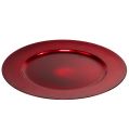 Floristik24 Műanyag tányér Ø33cm piros üvegezéssel