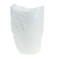 Floristik24 Műanyag edények fogantyúval 12db. 14cm x 12cm fehér