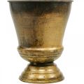 Vintage virágtartó fém csésze váza sárgaréz Ø14cm H17cm | Floristik24.hu