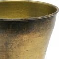 Vintage virágtartó fém csésze váza sárgaréz Ø14cm H17cm | Floristik24.hu