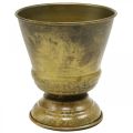 Floristik24 Vintage virágtartó fém csésze váza sárgaréz Ø11,5cm H13,5cm