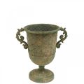 Floristik24 Ültetési csésze, fogantyús kehely, antik megjelenésű fémedény Ø15,5cm H23,5cm