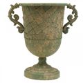 Floristik24 Ültetési csésze, fogantyús kehely, antik megjelenésű fémedény Ø15,5cm H23,5cm