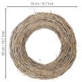 Dekoratív koszorú, rattan ágak, fehérre meszelt, kreatív tervezéshez, 50cm | Floristik24.hu