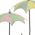 Floristik24 Fém esernyők, rugós, függő esernyők, őszi dekoráció rózsaszín/zöld, kék/sárga H29,5cm Ø24,5cm 2 db-os készlet