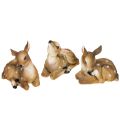 Floristik24 Szarvas dekoráció őzgida figura fekvő asztaldísz 13×6,5×12cm 3db