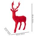 Álló szarvas díszes figura, nagy, pelyhesített karácsonyfadísz, 85 cm | Floristik24.hu