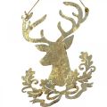 Floristik24 Akasztható rénszarvas, karácsonyi dekoráció, szarvasfej, fém medál arany antik megjelenés H23cm 2db