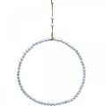 Floristik24 Gyöngygyűrű, tavaszi, díszgyűrű, esküvői, felakasztható koszorú fehér Ø28cm 4db