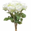 Floristik24 Dekoratív rózsa selyem virágok csokorban krém 36cm 8db