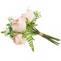 Floristik24 Műrózsa csokor, selyem virágcsokor, rózsák csokorban, műrózsa csokor rózsaszín L28cm