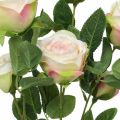 Floristik24 Rózsaág, selyem rózsák, műág rózsaszín, krém L66cm Ø3/5cm