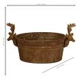 Dekoratív tál, rénszarvasfej, ovális, rozsdaszínű, rusztikus, 41cm | Floristik24.hu