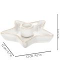 Kerámia csillag alakú gyertyatartó, fehér, kúpos gyertyákhoz, 12 cm, 2 darab | Floristik24.hu