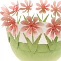 Floristik24 Növénytál, tavaszi dekoráció, fém tál virágdíszítéssel, húsvéti kosár