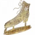 Floristik24 Fém korcsolya, téli dekoráció, dekoratív korcsolya, karácsonyi arany antik megjelenés H22,5cm