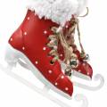 Floristik24 Karácsonyfadísz akasztható korcsolya, piros, fehér 10,5 × 10 cm