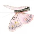 Deco pillangók klipszel, tollas pillangók rózsaszín 4,5-8cm 10db