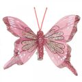 Deco pillangók klipszel, tollpillangók rózsaszín 4,5-8cm 10db
