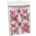 Deco pillangók klipszel, tollpillangók rózsaszín 4,5-8cm 10db