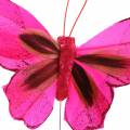 Tollas pillangó dróttal 7cm rózsaszín lila 24db