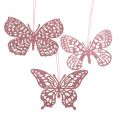 Floristik24 Deco fogas pillangó rózsaszín glitter 8cm 12db