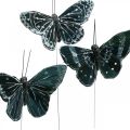 Floristik24 Tolllepkék fekete-fehér, pillangók dróton, műmoly 5,5×9cm 12db