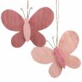 Floristik24 Pillangó akasztható fa rózsaszín 13cm x 22cm 2db