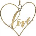 Floristik24 Love heart deco fém arany feliratú felakasztható 27 cm