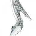 Floristik24 Akasztható cipő, karácsonyfadísz, csillámos pumpák, ezüst műanyag H10cm