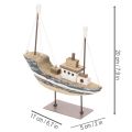 Hajó dekoráció, tengerészeti stílusban, fa, talppal, 20cm | Floristik24.hu