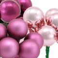 Floristik24 Mini karácsonyi labda rózsaszín bogyós tükör bogyók üveg Ø25mm 140p