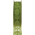 Floristik24 Csipke szalag zöld 25mm virágmintás dekoratív szalagcsipke 15m