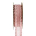 Floristik24 Csipke szalag esküvői szalag szalag csipke régi rózsaszín 20mm 20m