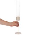 Üveghengeres gyertyatartó fém talpon 50 cm | Floristik24.hu