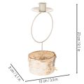 Mécsestartó nyírfa talppal és fémgyűrűvel, 20 cm | Floristik24.hu